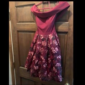 Plum/burgundy hoco dress with flowers